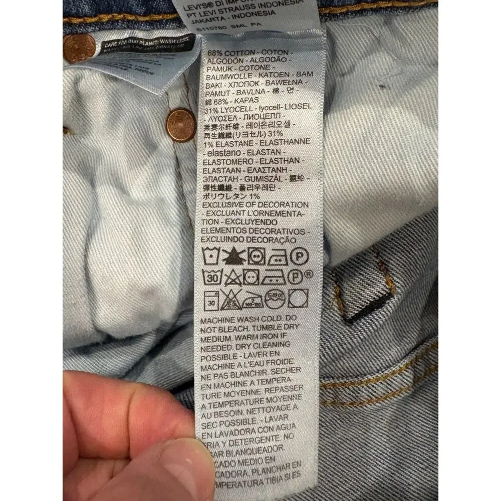 Levis 511 Premium Jeans Mens 34x30 Blue Slim Fit Tapered Leg Distressed Stretch